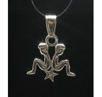 PE000578 Sterling silver pendant charm zodiac sign gemini solid 925