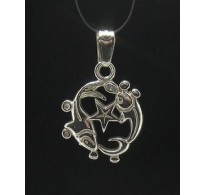 PE000587 Sterling silver pendant charm zodiac sign pisces solid 925