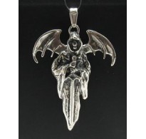 PE000464 Stylish Sterling silver pendant 925 solid deathh biker gothic