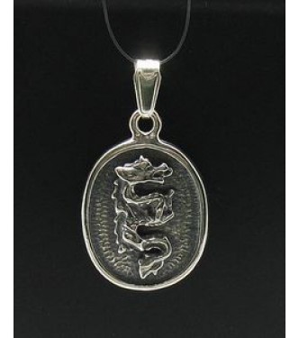 PE000449 Stylish Sterling silver pendant 925 solid dragon tag biker