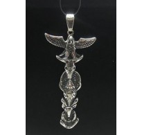 PE000589 Sterling silver pendant Eagle Cow Totem solid 925