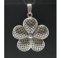 PE000235 STERLING SILVER PENDANT FLOWER BIG 925 NEW PERFECT