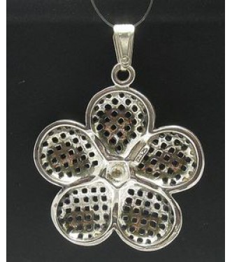 PE000235 STERLING SILVER PENDANT FLOWER BIG 925 NEW PERFECT