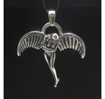PE000626 Sterling silver pendant solid 925 Guardian Angel Wings