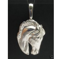 PE000599 Sterling silver pendant solid 925 Horse head Big Quality