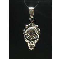 PE000561 Sterling silver pendant 925 skull devil biker solid