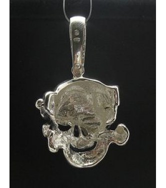 PE000620 Sterling silver pendant solid 925 Skull Pirate Biker