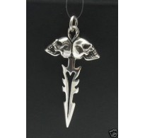 PE000406 Stylish Sterling silver pendant 925 skulls sword biker
