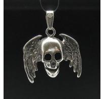 PE000455 Stylish Sterling silver pendant 925 solid skull wings biker