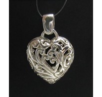 PE000695 Sterling silver pendant solid 925 Floral heart