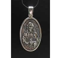 PE000700 Sterling silver pendant solid 925 Orthodox Mother of God Jesus
