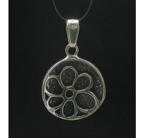 PE000595 Stylish Sterling silver pendant solid 925 Flower handmade