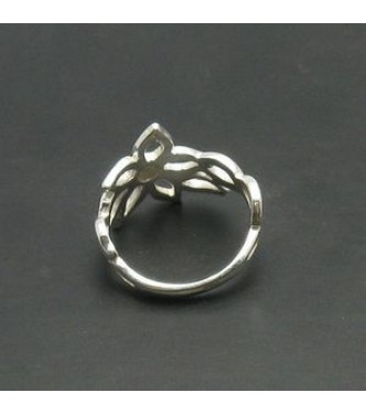 R000316 Stylish Plain Sterling Silver Women's Ring Solid 925 Flower Nickel Free Empress