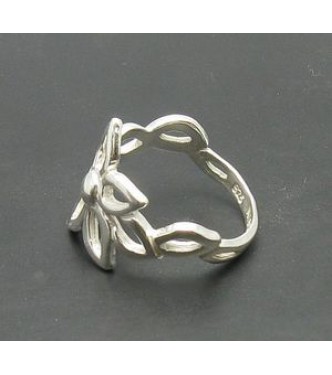 R000316 Stylish Plain Sterling Silver Women's Ring Solid 925 Flower Nickel Free Empress