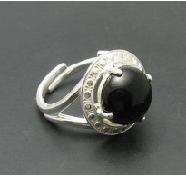 R000576O Sterling Silver Ring Solid 925 Black Onyx Adjustable Size Perfect Quality