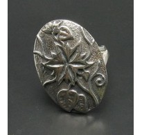 R000706 Sterling Silver Ring Stamped Solid 925 Flower Adjustable Size Handmade Empress