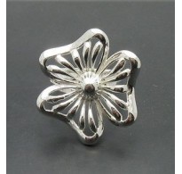 R000439 Genuine Sterling Silver Ring Solid 925 Flower Adjustable Size Handmade Empress