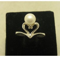 R000865 Handmade Genuine Sterling Silver Ring Solid 925 Heart Pearl Hallmarked Empress