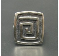 R000376 Sterling Silver Ring Solid 925 Quadrat Spiral Adjustable Size