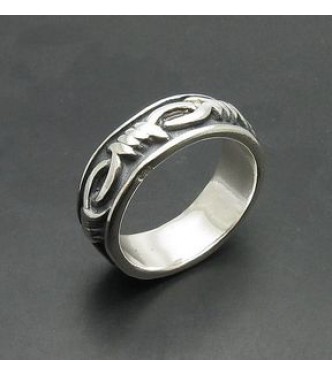 R000060 Sterling Silver Ring Genuine Solid 925 Barbed Wire Band Empress Nickel Free
