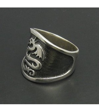 R000331 Sterling Silver Ring Dragon Band Hallmarked Genuine Solid 925 Handmade