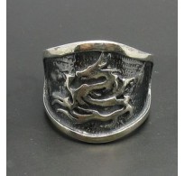 R000293 Genuine Sterling Silver Ring Band Dragon Hallmarked Solid 925 Handmade Empress