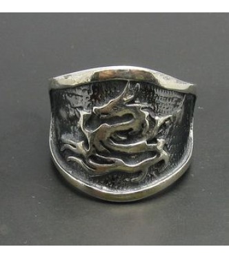 R000293 Genuine Sterling Silver Ring Band Dragon Hallmarked Solid 925 Handmade Empress