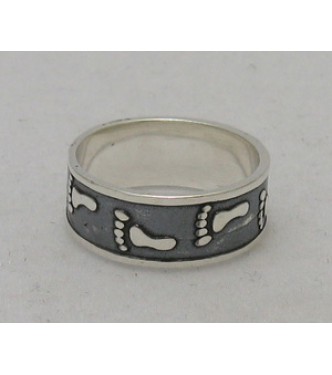 R000072 Plain Sterling Silver Ring Band Genuine Solid 925 Footsteps Nickel Free Empress