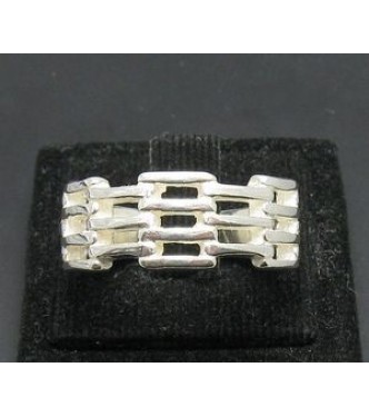R000052 Stylish Genuine Sterling Silver Ring Band Grid Solid 925 Handmade Nickel Free