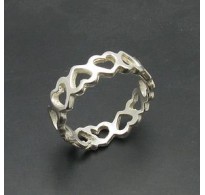 R000128 Genuine Sterling Silver Ring Hearts Band Solid Hallmarked 925 Handmade