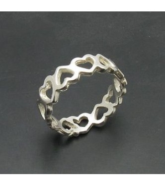 R000128 Genuine Sterling Silver Ring Hearts Band Solid Hallmarked 925 Handmade
