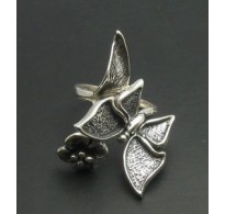R000447 Sterling Silver Ring Hallmarked Solid 925 Butterfly Flower Nickel Free Empress