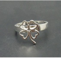 R000835 Genuine Stylish Plain Sterling Silver Ring Clover Stamped Solid 925 Handmade