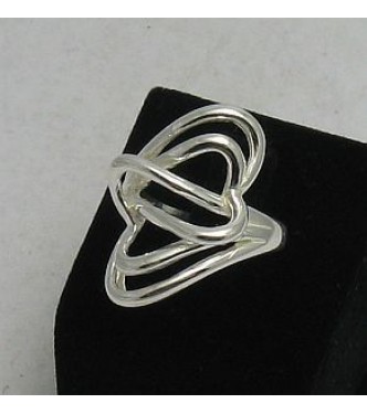 R000220 Stylish Sterling Silver Ring Hallmarked Solid 925 Double Heart Handmade Empress