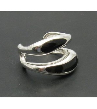 R000728 Sterling Silver Ring Enamel Stamped Solid 925 Handmade Adjustable Size Empress