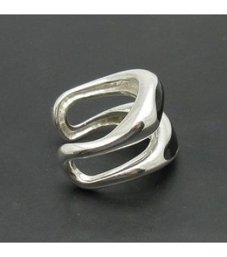 R000728 Sterling Silver Ring Enamel Stamped Solid 925 Handmade Adjustable Size Empress