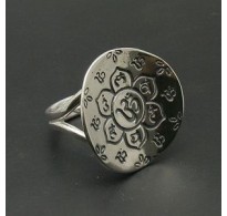 R000551 Genuine Stylish Sterling Silver Ring Flower Solid 925 Adjustable Size Handmade