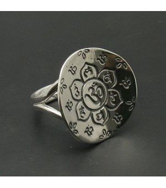 R000551 Genuine Stylish Sterling Silver Ring Flower Solid 925 Adjustable Size Handmade