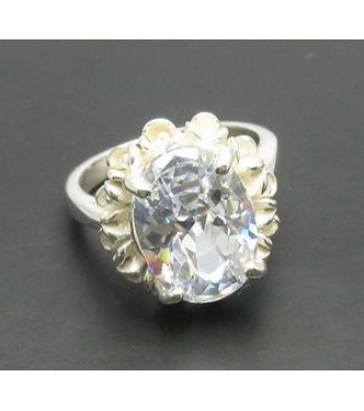 R000565 Sterling Silver Ring Flower CZ Hallmarked Solid 925 Perfect Quality Empress