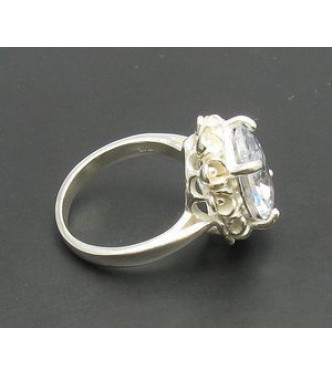 R000565 Sterling Silver Ring Flower CZ Hallmarked Solid 925 Perfect Quality Empress