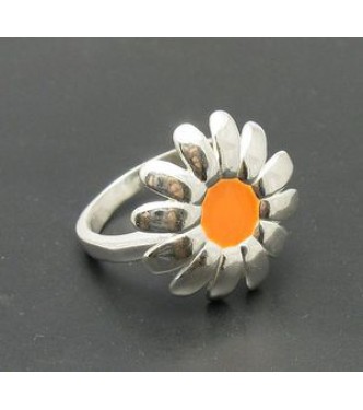 R000711 Plain Sterling Silver Women Ring Solid 925 Flower With Enamel Handmade Empress