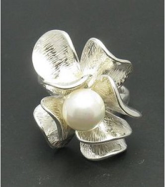 R000682P Stylish Sterling Silver Ring Hallmarked Solid 925 Pearl Empress Handmade