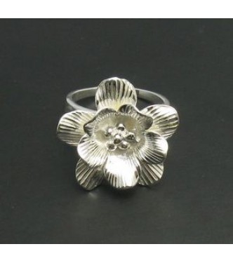 R000606 Stylish Sterling Silver Ring Genuine Stamped Solid 925 Flower Handmade Empress