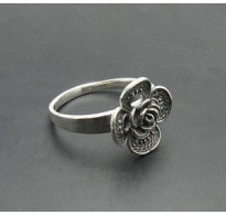 R000812 Stylish Plain Sterling Silver Ring Flower Rose Solid 925 Handmade Hallmarked