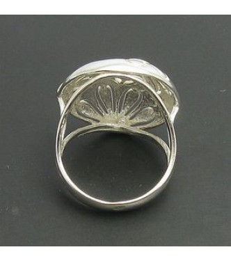 R000263 Stylish Sterling Silver Ring Flower Genuine Solid 925 Handmade Empress
