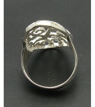 R000298 Genuine Long Sterling Silver Floral Ring StampedSolid 925 Handmade Empress