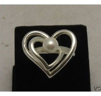 R000620 Plain Sterling Silver Ring Solid 925 Heart With 6mm Pearl Nickel Free Empress
