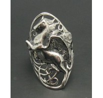 R000504 Genuine Long Sterling Silver Ring Pegasus Solid Hallmarked 925 Handmade