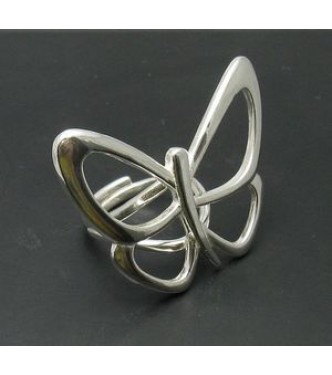 R000749 Sterling Silver Ring Huge Butterfly Solid 925 Adjustable Size Handmade Empress