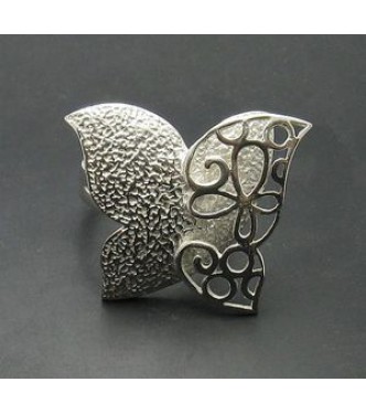 R000820 Genuine Stylish Sterling Silver Ring Huge Butterfly 925 Adjustable Size Stamped